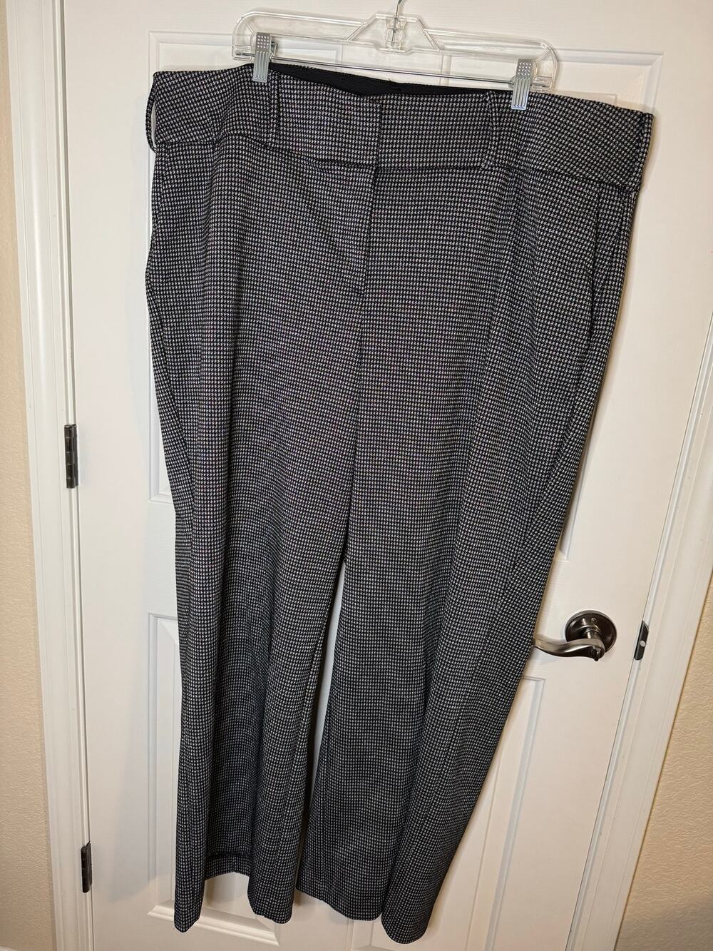 Lane Bryant High Waisted Wide Leg Plaid Trousers Metallic Black White Plus 24